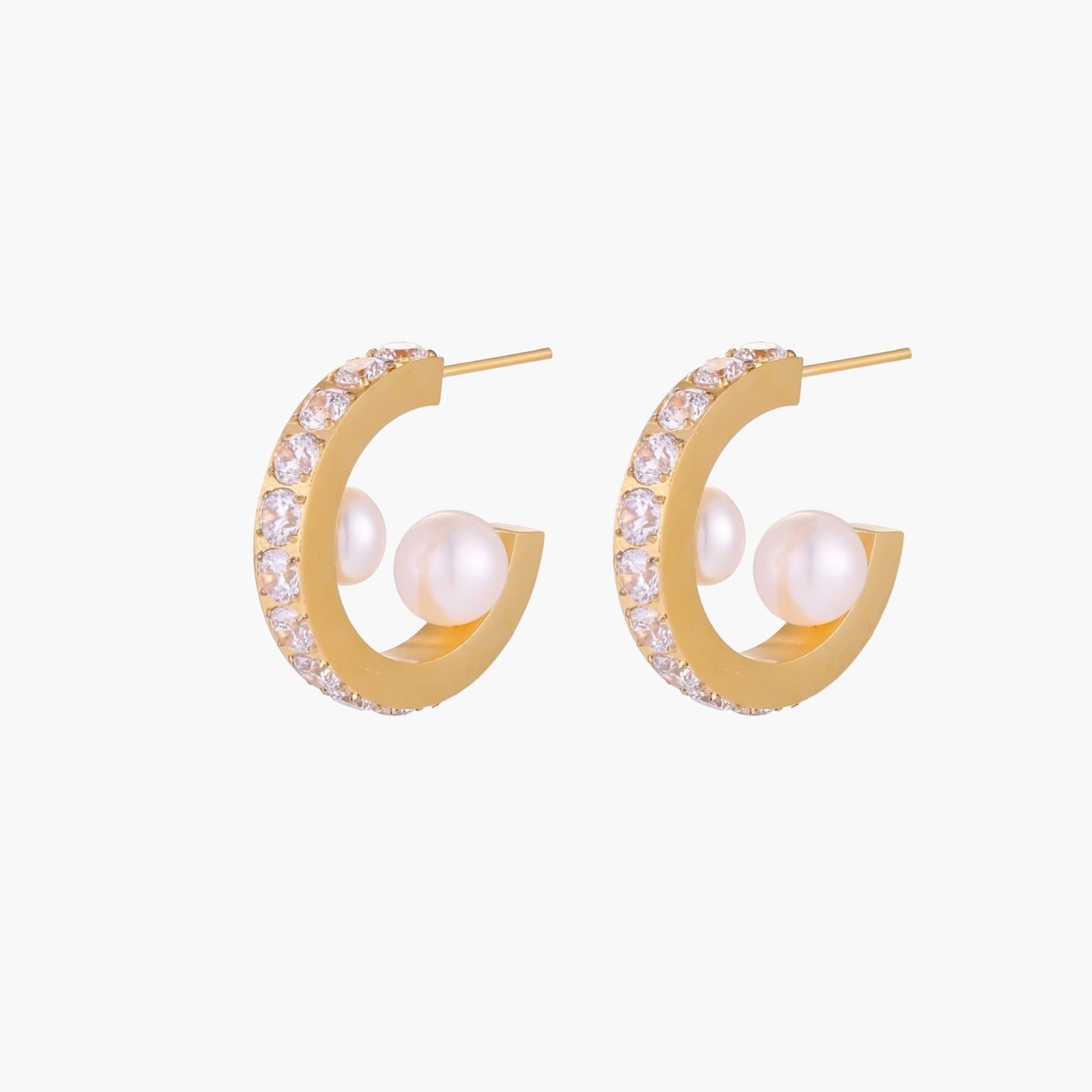 Crystal Pearl Hoops