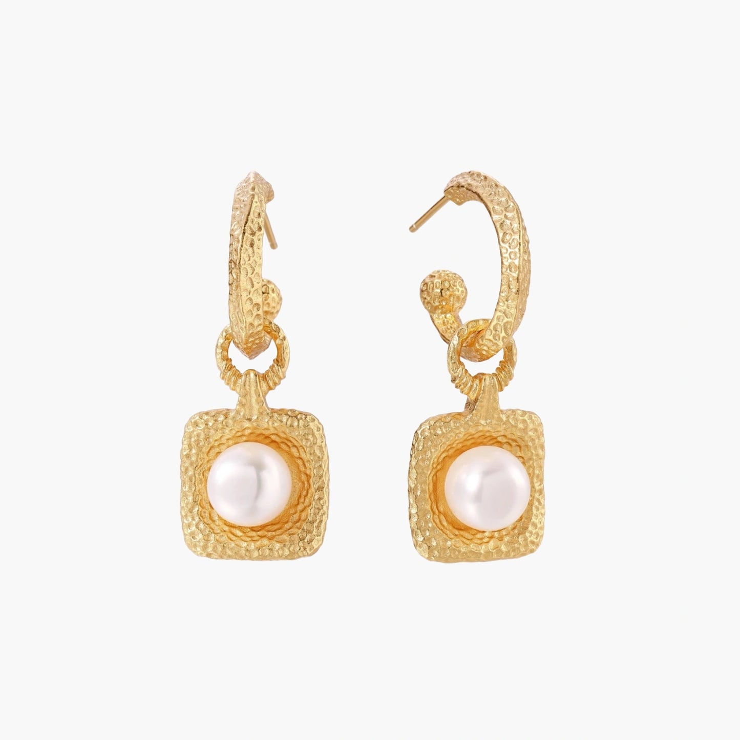 Golden Pearl Drop Hoops