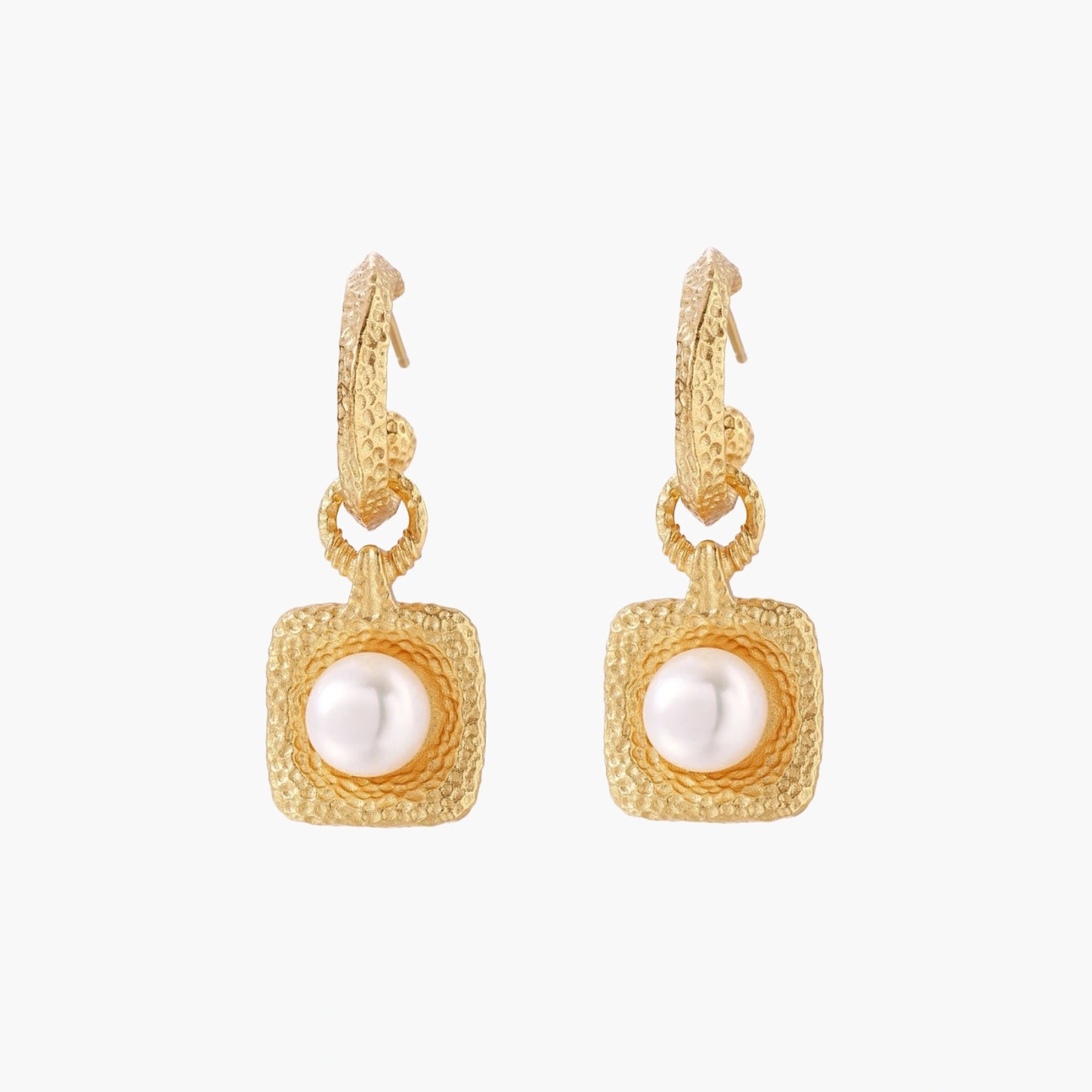Golden Pearl Drop Hoops