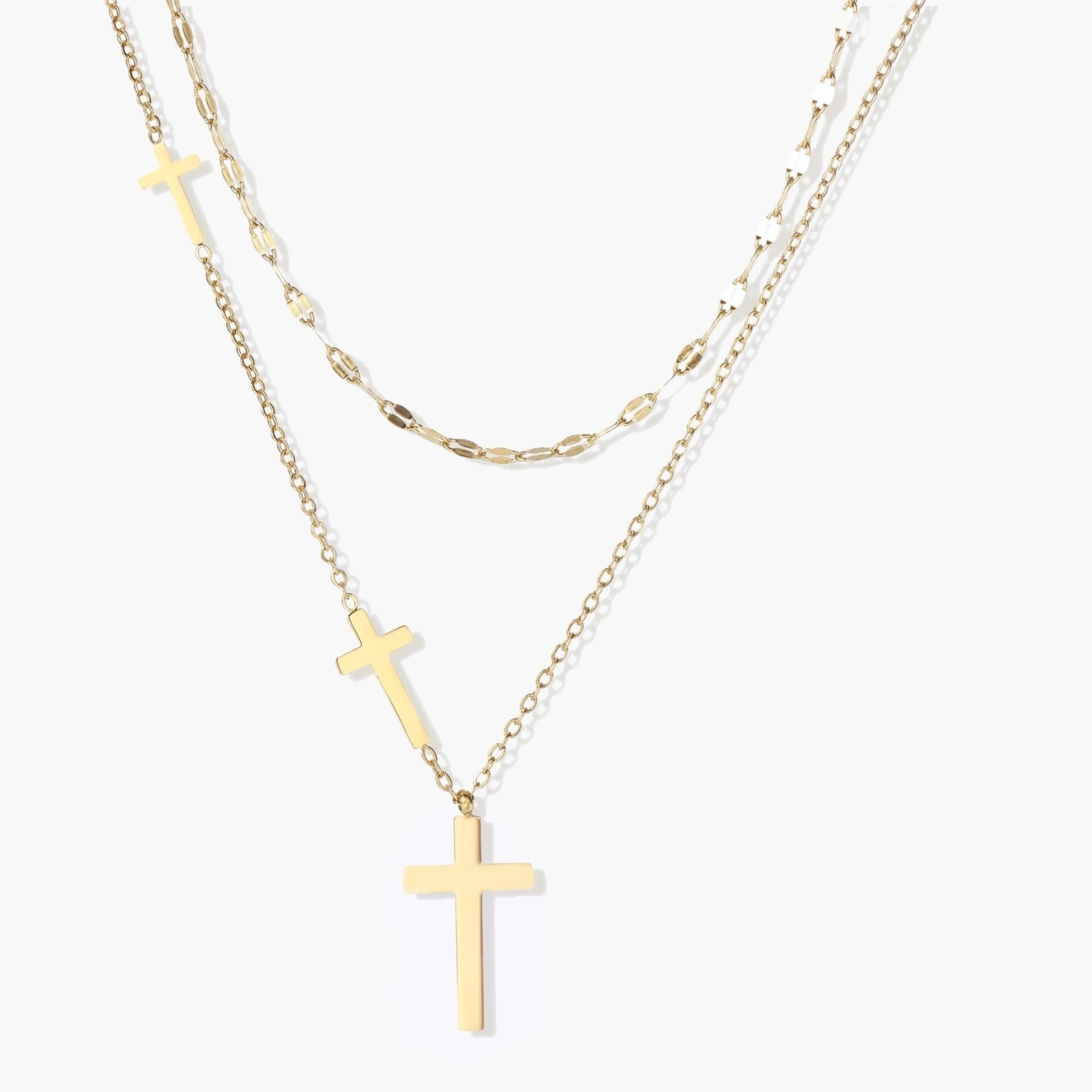 Divine Layers Cross Necklace Set