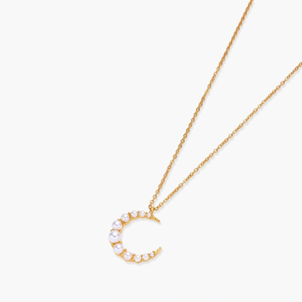 Luna Pearl Crescent Necklace