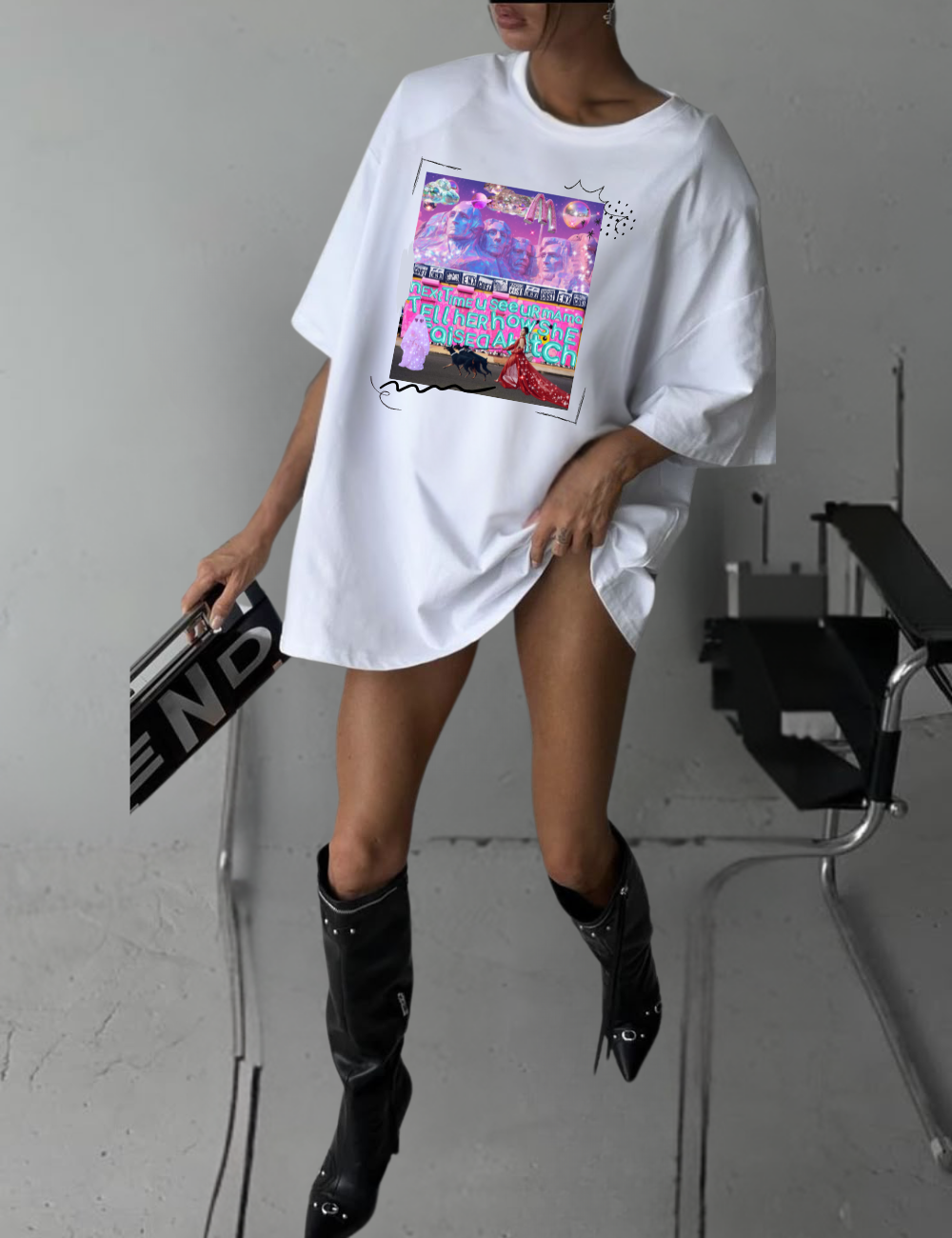 Black unisex t-shirt displaying bold graffiti-style text ‘Outside’ in hot pink and white, the official Cardi B merch for her new single released June 20, 2025.