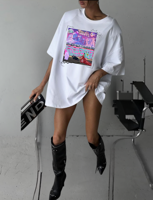 Black unisex t-shirt displaying bold graffiti-style text ‘Outside’ in hot pink and white, the official Cardi B merch for her new single released June 20, 2025.